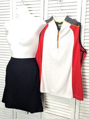 Tail Tech Golf Skort 2 pc Set L/XL Activewear Black Orange Waffle Knit Picklebal